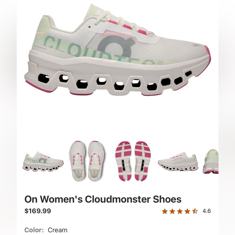 On Running Women's Cloudmonster Shoes - cream. Worn once. Make sensible offer.